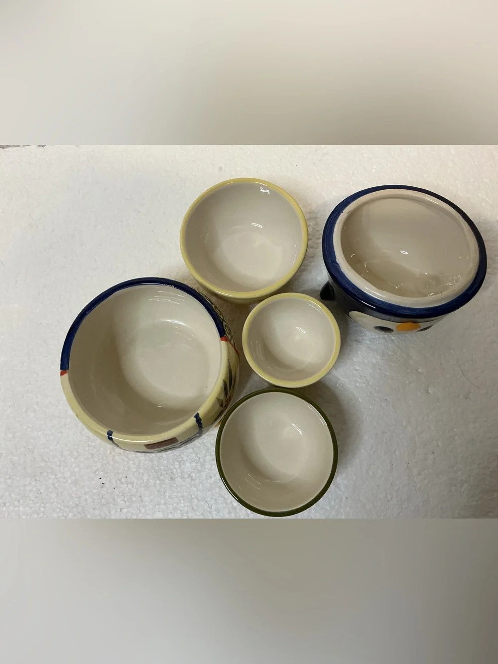 Temp-tations Old World Owl Nesting Ceramic Measuring Cup Set Blue Ivory Cottage